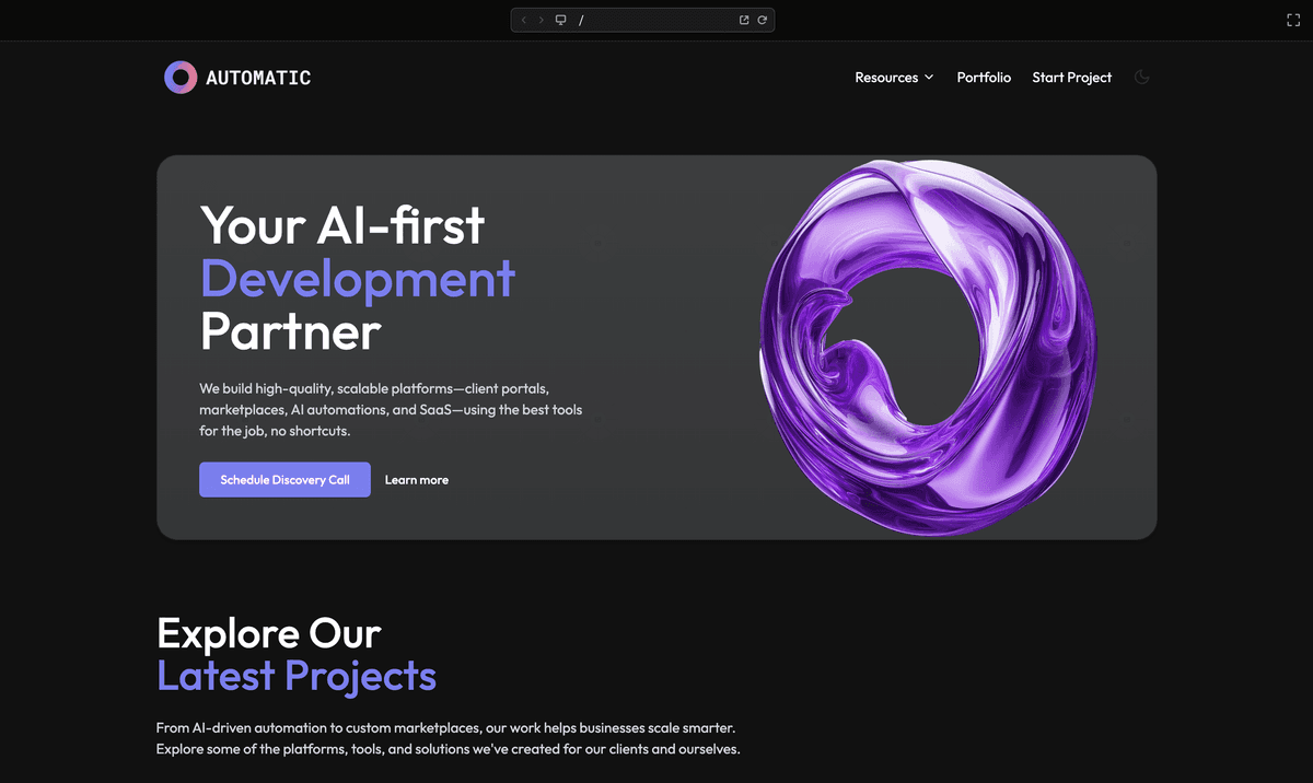 AI Agency Landing Page template preview showing modern design and portfolio layout
